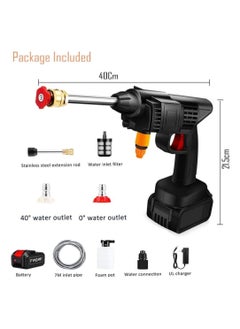 ELTRAZONE Cordless 48V Electric High Pressure Car Washer Manual Rechargeable Car Washing Machine with Adjustable 3-in-1 Nozzle and Hose Pipe for Washing Cars Watering Flowers Cleaning Floors  - Image 2