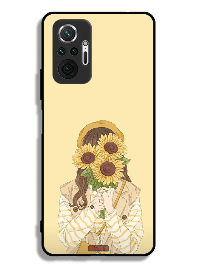 Tolwak Xiaomi Redmi Note 10 Pro 4G Protective Case Cover Hide Face With Sunflowers - Image 2