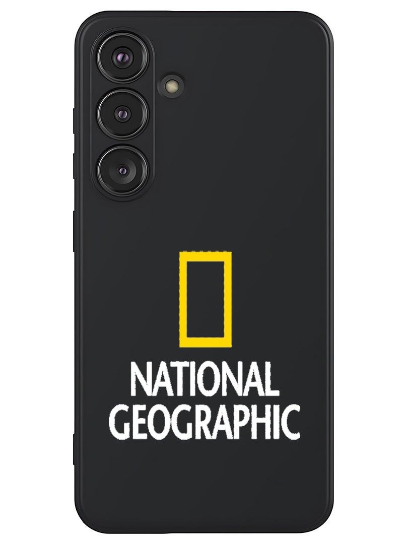 Theodor Protective Slim Fit Case Liquid Silicone Cover with Full Body Protection Anti-Scratch Shockproof Case For Samsung Galaxy S25 (Black) - National Geography - White - Image 1