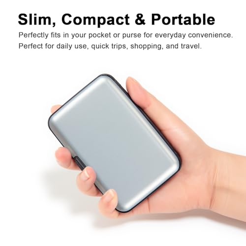 Kaabao Credit Card Holder, RFID Blocking Metal Card Wallet for Women Men Slim ID Card Holders Protector Aluminum Business Hard Case (Silver) - Image 2