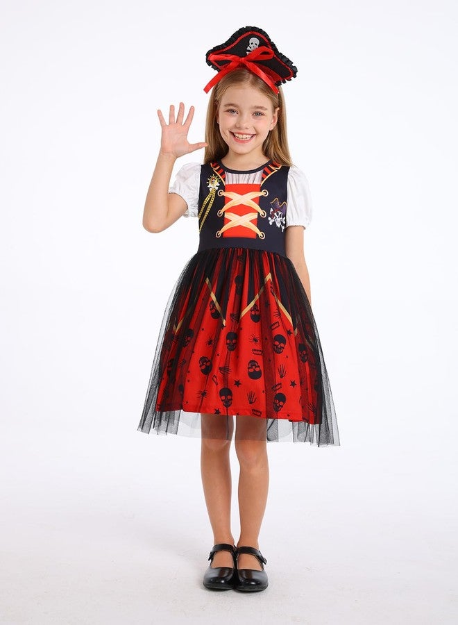 WonderBabe Princess Dress Up Clothes Pirate Costume Pirate Halloween Party Tulle Skirt Outfit for Toddler Girls size 9-10 - Image 2