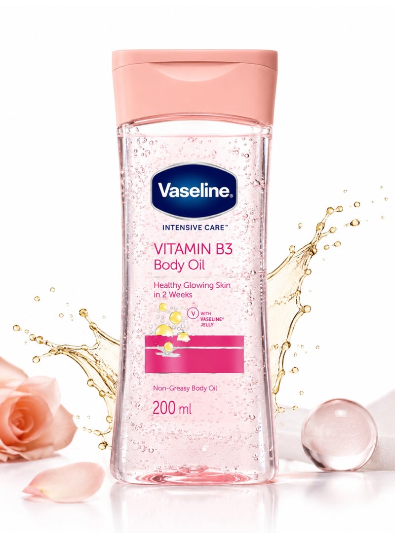 Vaseline Intensive Care Vitamin B3 Body Oil, Lightweight Moisturizing Body Oil for Soft & Radiant Skin, Fast Absorbing Formula, 200ml, Pack of 1 - Image 2