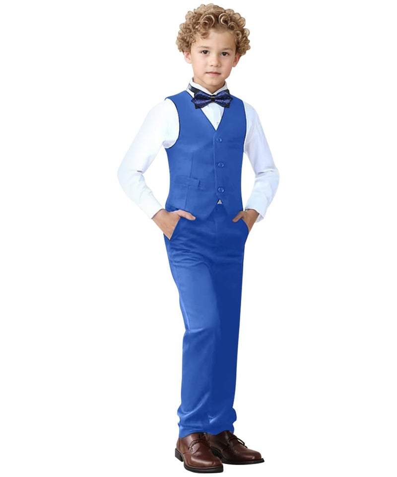 Suits for Toddler BoyKids Easter Outfits with Boys Dress Pants Vest White Shirt Royal Blue Tuxedo Size 7