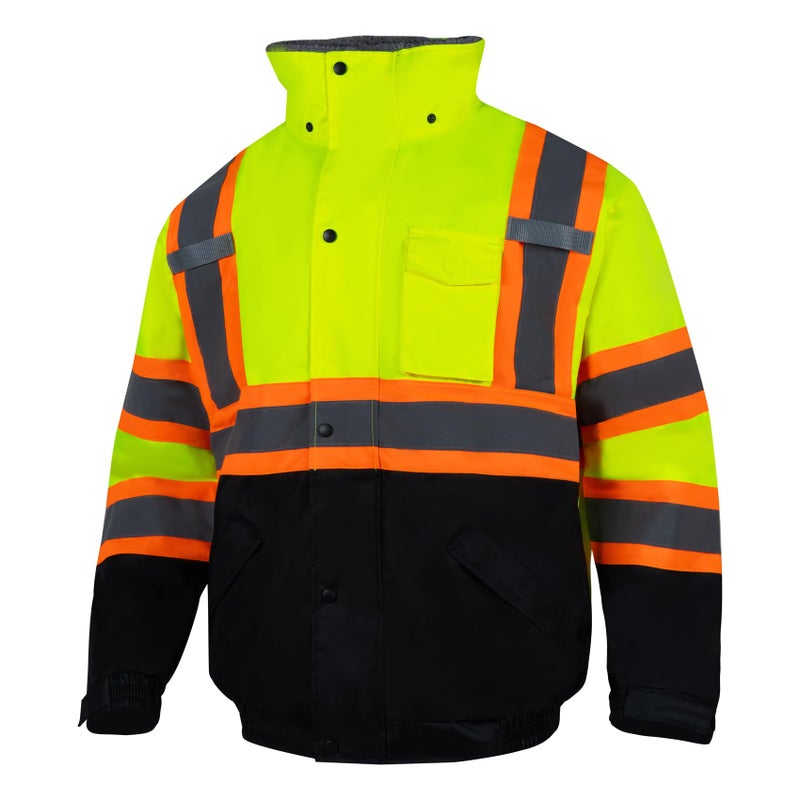 VENDACE High Visibility Reflective Safety Jackets for Men Sherpa Fleece Lining ANSI Class 3 Hi Vis Winter Construction Work Jacket (Lime,2XL) - Image 1