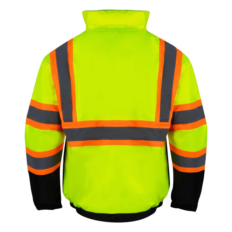 VENDACE High Visibility Reflective Safety Jackets for Men Sherpa Fleece Lining ANSI Class 3 Hi Vis Winter Construction Work Jacket (Lime,2XL) - Image 3