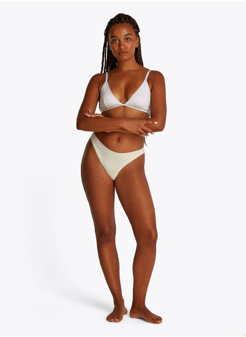 TOMMY HILFIGER Women's  Repeat Logo Unpadded Triangle Bra - Cotton, Grey  - Image 2