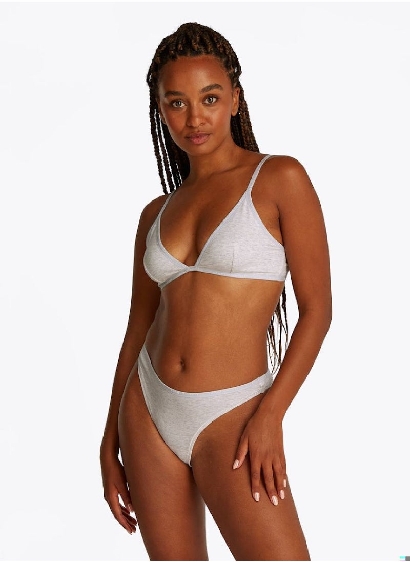 TOMMY HILFIGER Women's  Repeat Logo Unpadded Triangle Bra - Cotton, Grey  - Image 1