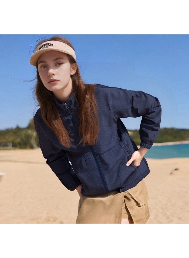 جيب 【UPF50+】 سترة صيفية للنساء للحماية من الشمس في الهواء الطلق خفيفة الوزن وفضفاضة مقاومة للأشعة فوق البنفسجية - Image 2