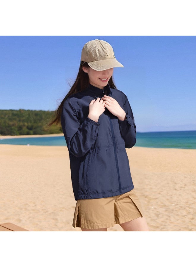 جيب 【UPF50+】 سترة صيفية للنساء للحماية من الشمس في الهواء الطلق خفيفة الوزن وفضفاضة مقاومة للأشعة فوق البنفسجية - Image 4