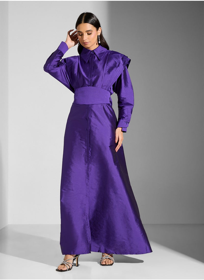 Namshi x Statement Shoulder Pleat Shirt Dress  - Image 5