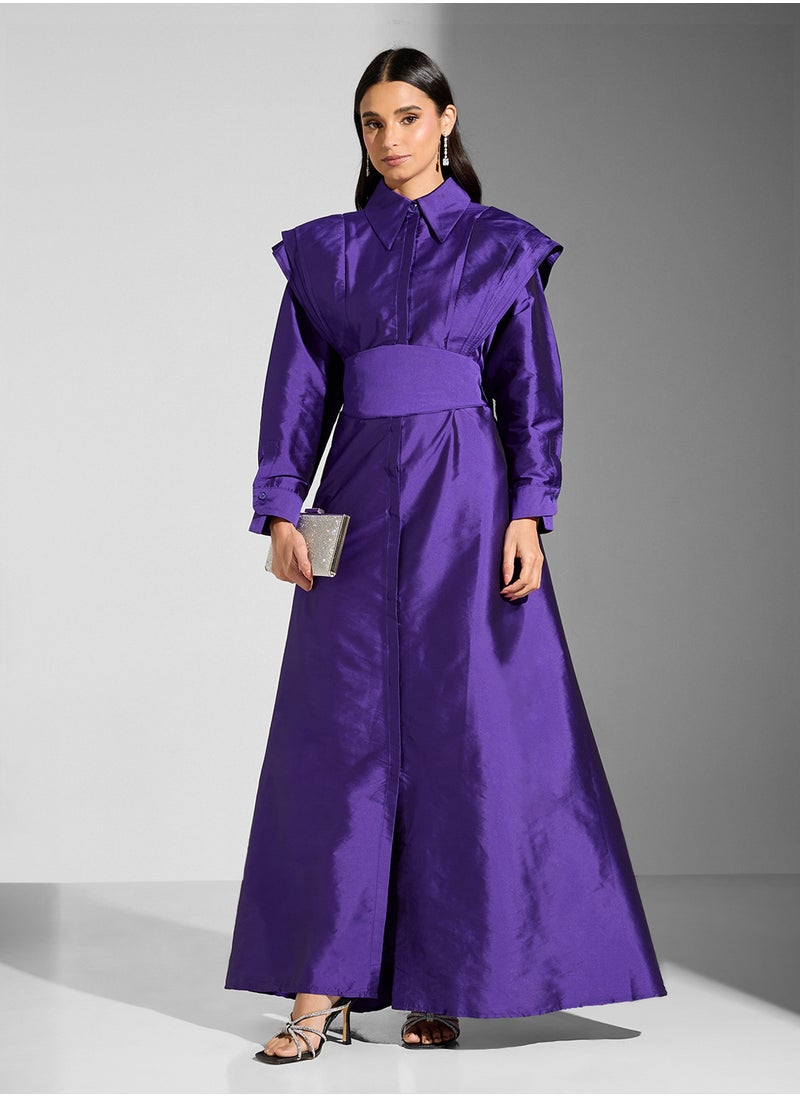 Namshi x Statement Shoulder Pleat Shirt Dress  - Image 1