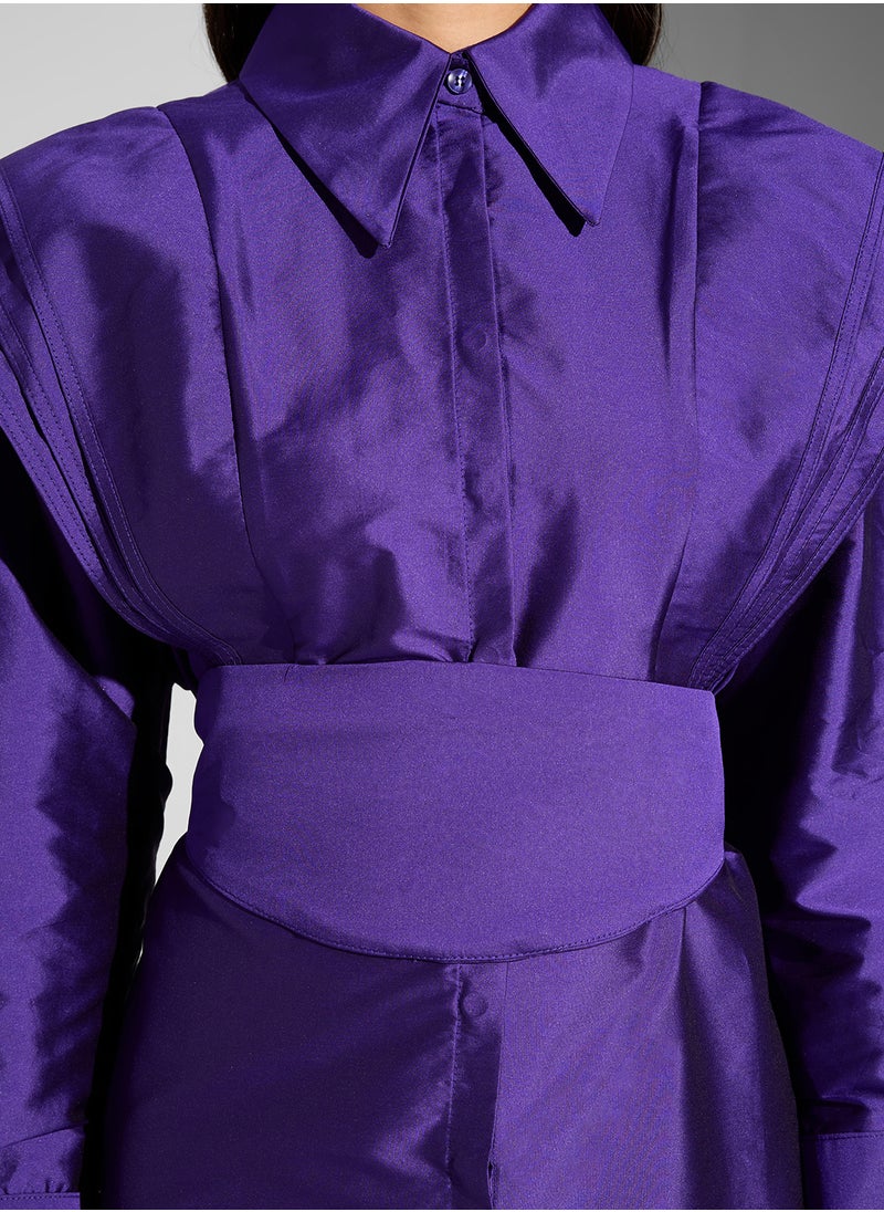 Namshi x Statement Shoulder Pleat Shirt Dress  - Image 4