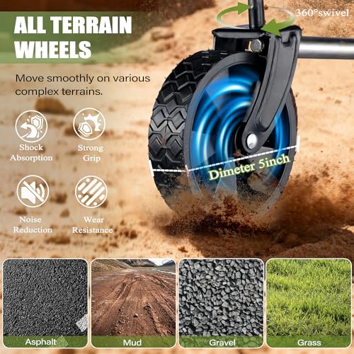 XMT 100L Folding Wagon Cart Push & Pull Beach, 350 lbs Weight Capacity Heavy Duty Folding Beach Wagons with Big All-Terrain Wheels & Drink Holders for Groceries, Shopping, Camping, Sports - Black - Image 3