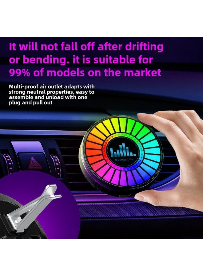 Private Model Round RGB Pickup Lamp 3D Car Music Aromatherapy Voice-controlled LED Rhythm Lamp Car Supplies-Color:Car Desktop Dual-purpose Aromatherapy Pickup Light [extra Large Model, Long Battery Life]-Dimensions:Type-C Plug-in Models  - Image 4