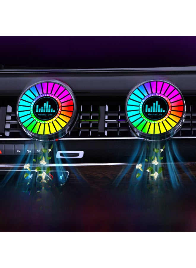 Private Model Round RGB Pickup Lamp 3D Car Music Aromatherapy Voice-controlled LED Rhythm Lamp Car Supplies-Color:Car Desktop Dual-purpose Aromatherapy Pickup Light [extra Large Model, Long Battery Life]-Dimensions:Type-C Plug-in Models  - Image 2