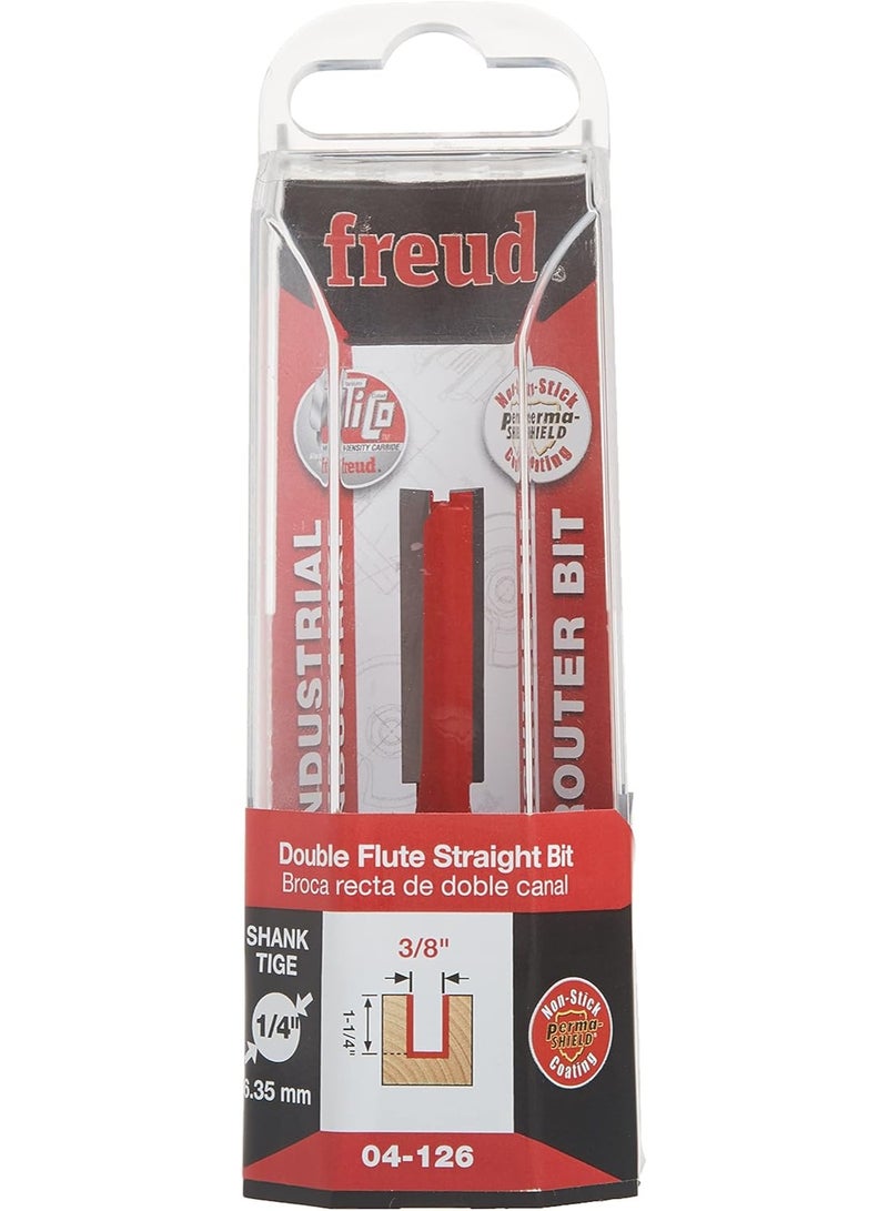 freud Freud Double Flute Straight Bit with Tico Hi-Density Carbide for Maximum Performance - 2 Cutters, 24000 RPM, 1-1/4" Height, 3/8" Diameter, 2-11/16" Length, 1/4" Shank - 04-126  - Image 4