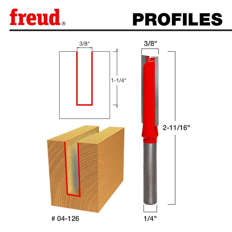 Freud 04-126: 3/8" (Dia.) Double Flute Straight Bit Red - Image 2