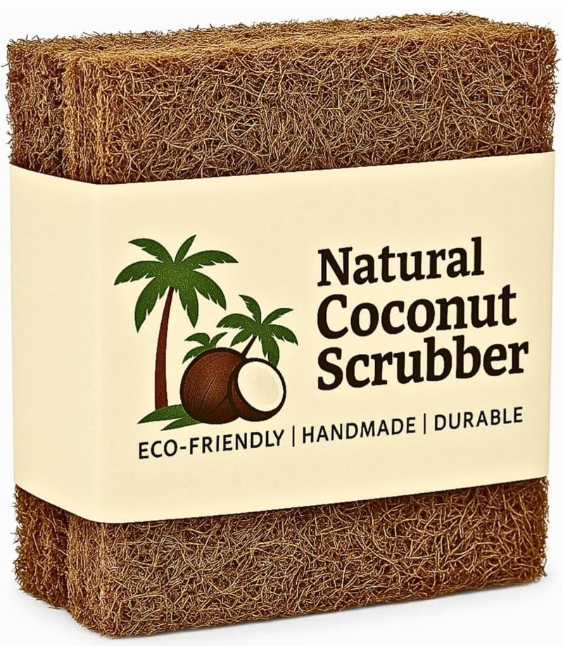 Shopimoz Coconut Coir Scrubber for Kitchen Pack of 5 | Natural Eco Friendly Dish Scrubber | Biodegradable, Non Scratch Safe for Non Stick Utensils - Image 1