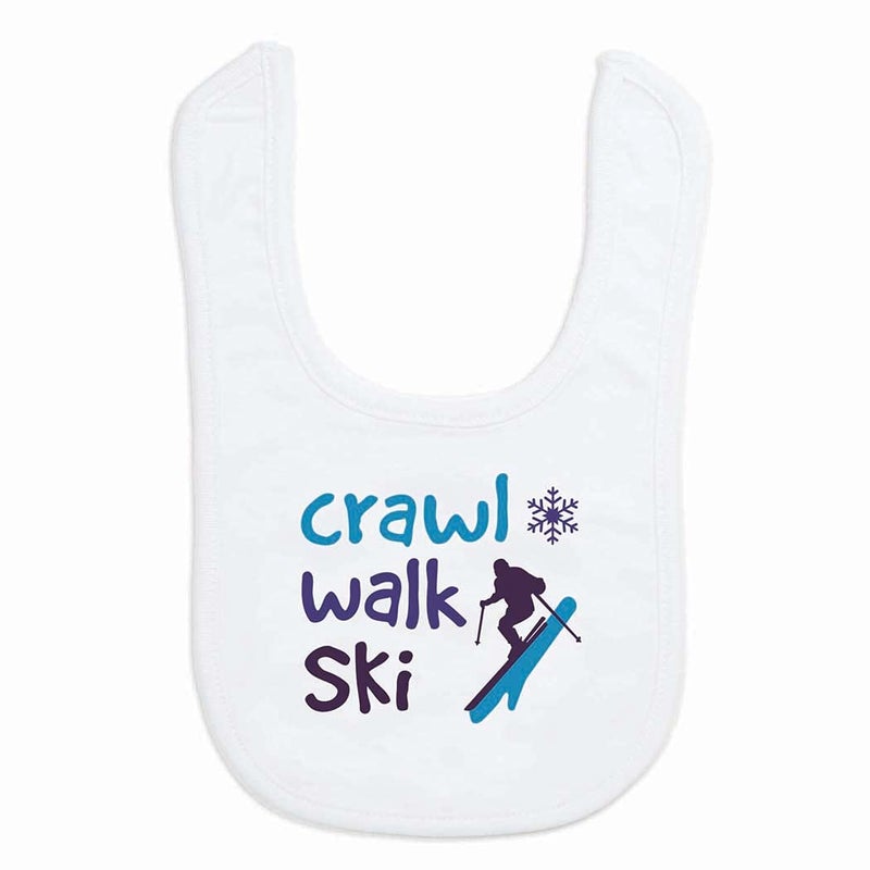 ChalkTalkSPORTS Skiing Baby & Infant Bib | Crawl Walk Ski | Soft Microfiber Bib - Image 5