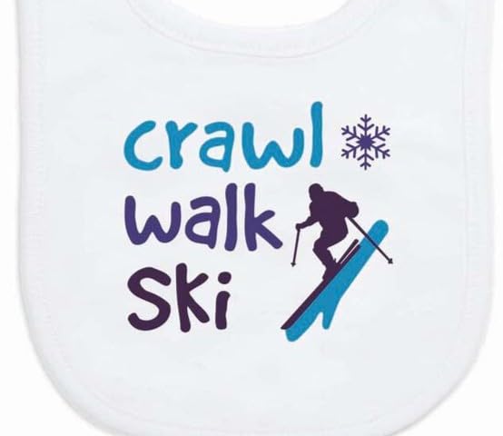 ChalkTalkSPORTS Skiing Baby & Infant Bib | Crawl Walk Ski | Soft Microfiber Bib - Image 3