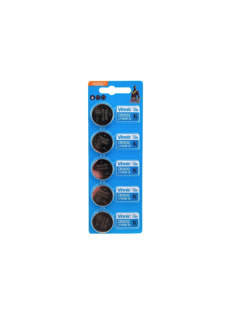 Vinnic 5-Pieces Vinnic CR2032 Lithium 3V Positive Power 0%Hg Batteries - Image 3