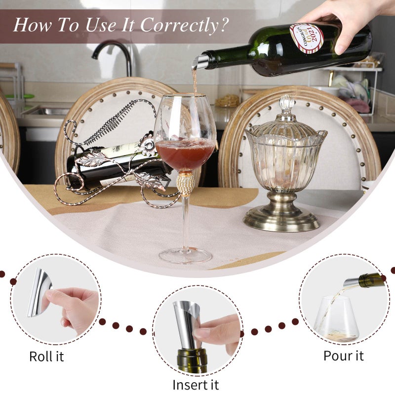 Skyley 120 Pieces Silver Wine Pourer Liquor Stopping Pour Disks Aluminum Foil Wine Whisky Pourer Thin Reusable Spout Disks for Beverage Beer Liquid Dispenser - Image 3