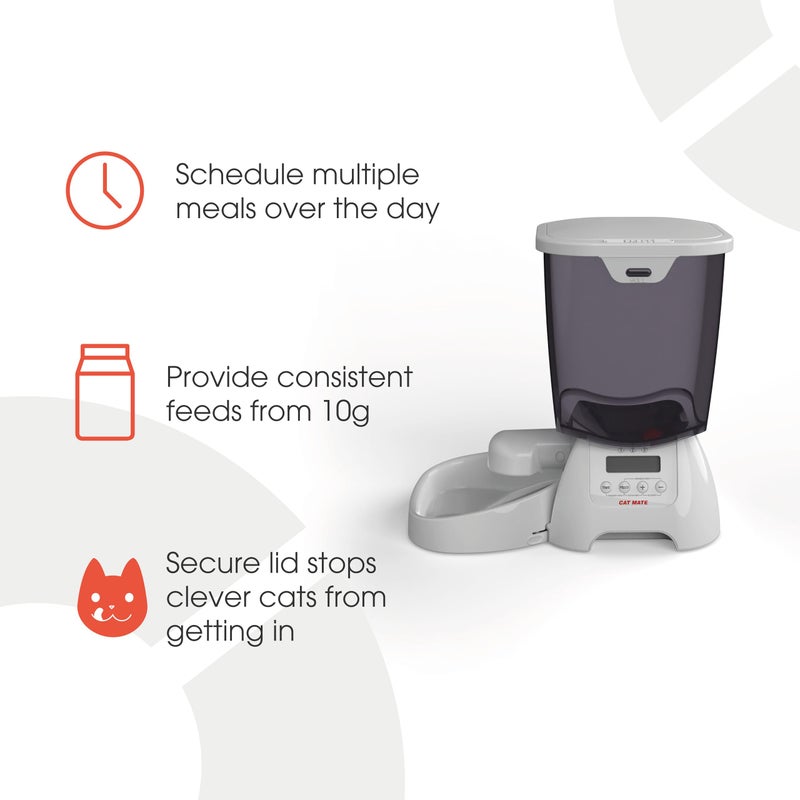Cat Mate C3000 Automatic Dry Food 3-Meal Feeder, BPA Free for Cats & Small Dogs - Image 3