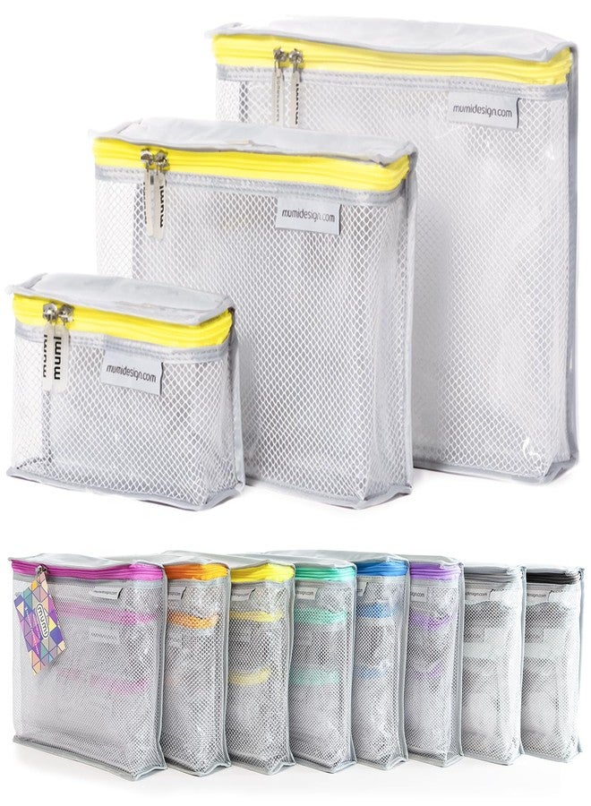 MUMI Travel Toiletry Bag Set of 3 - Water-Resistant Toiletry Bags for Women & Men - Clear Bags for Toiletries, Skincare, Makeup & Travel Essentials - Lightweight, Durable & Portable Organizer, Yellow - Image 1