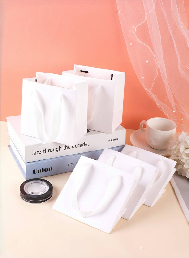 10pcs White Paper Gift Bag Small Square Paper Bags with Handles 14x14x8cm - Image 4