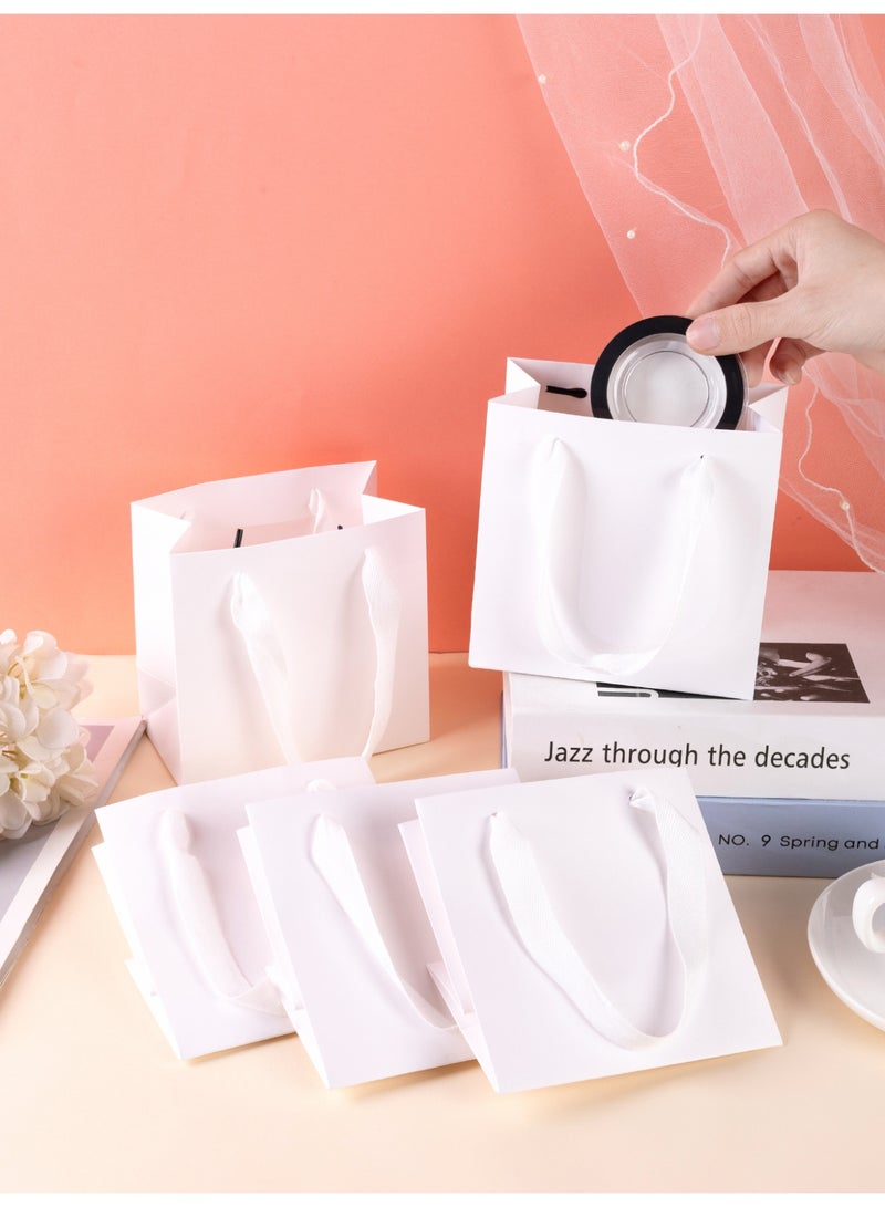 10pcs White Paper Gift Bag Small Square Paper Bags with Handles 14x14x8cm - Image 3