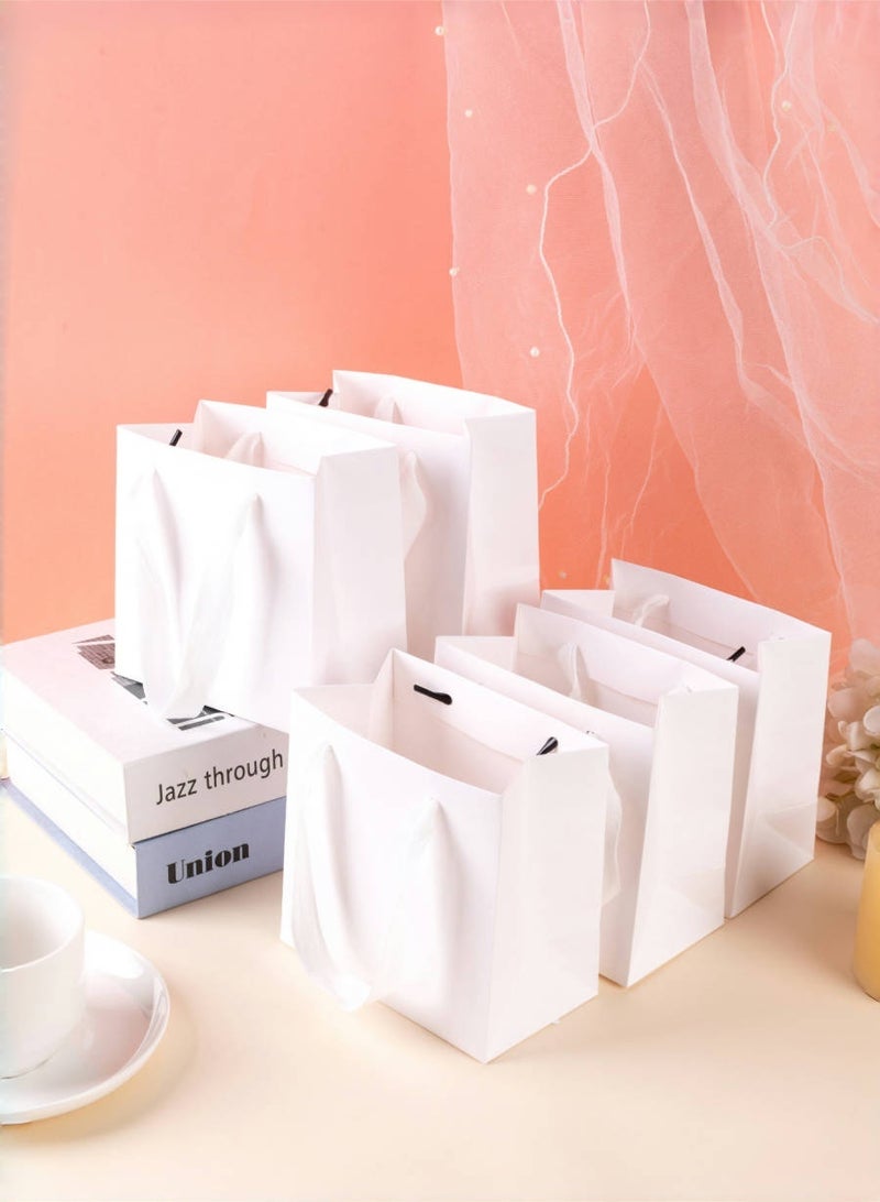 10pcs White Paper Gift Bag Small Square Paper Bags with Handles 14x14x8cm - Image 1