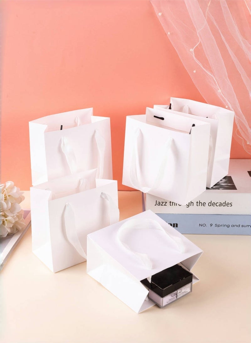 10pcs White Paper Gift Bag Small Square Paper Bags with Handles 14x14x8cm - Image 2