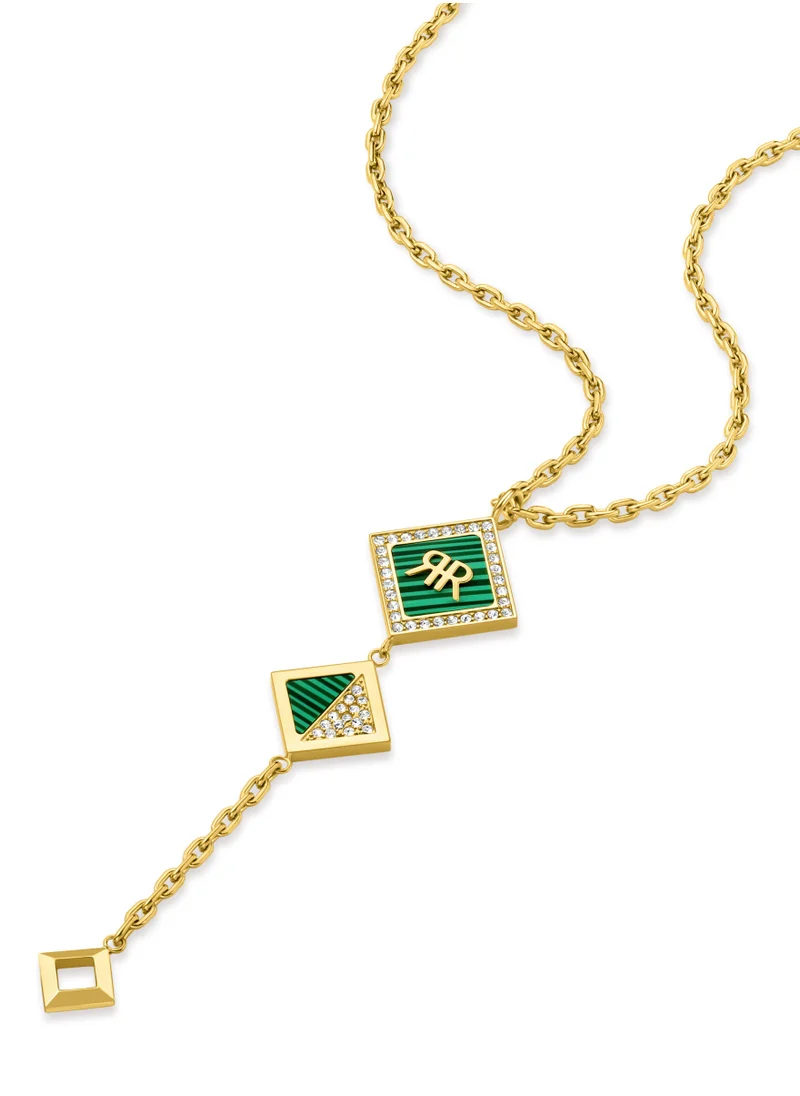 CERRUTI 1881 Diamante Gold Plated with Green Pendant Small Necklace for Women