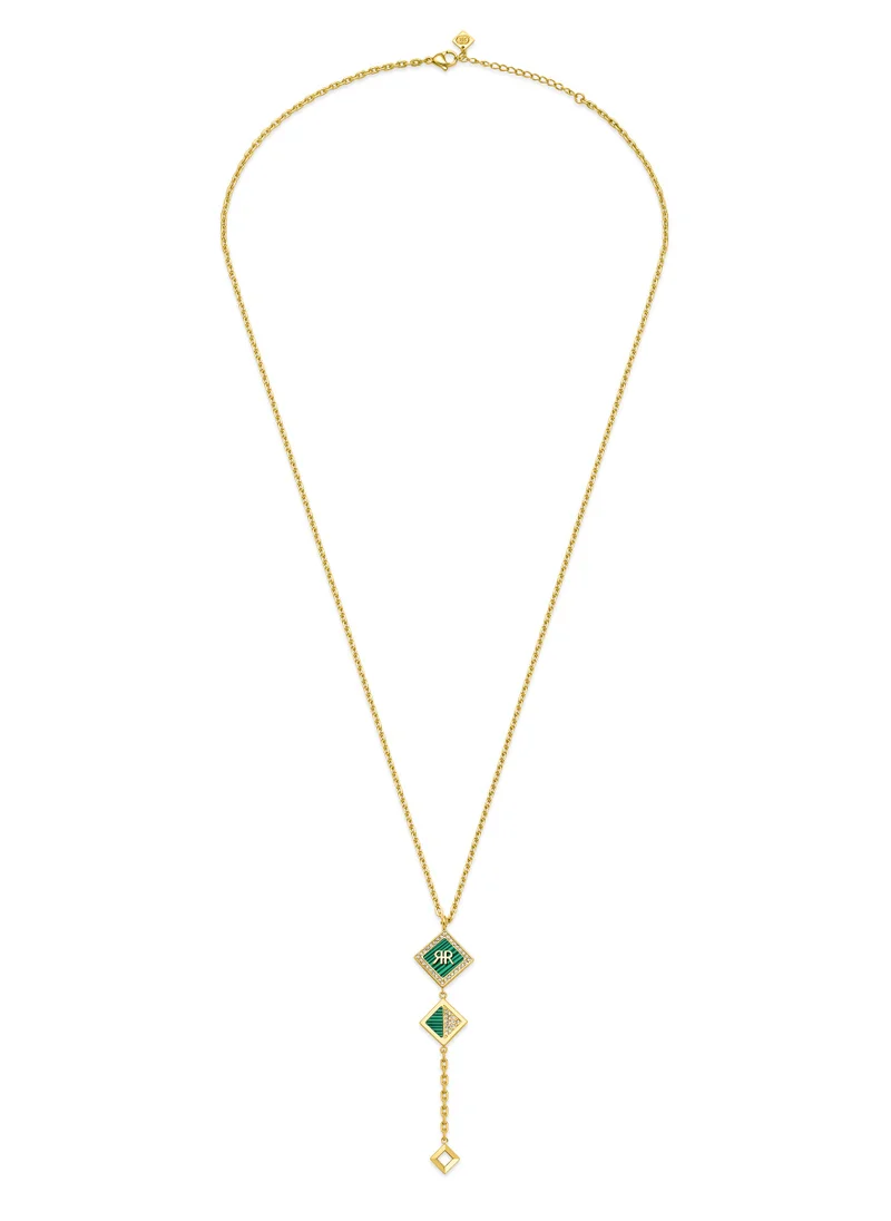 CERRUTI 1881 Diamante Gold Plated with Green Pendant Small Necklace for Women