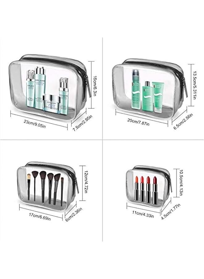 RYNX 4  Transparent Makeup Bag Set Cosmetics Bag with Zipper PVC Storage Pouch Clear Travel Toiletry Bag Makeup Bag Waterproof Makeup Bags Makeup Pouches for Bathroom Travel VacationBlack - Image 2