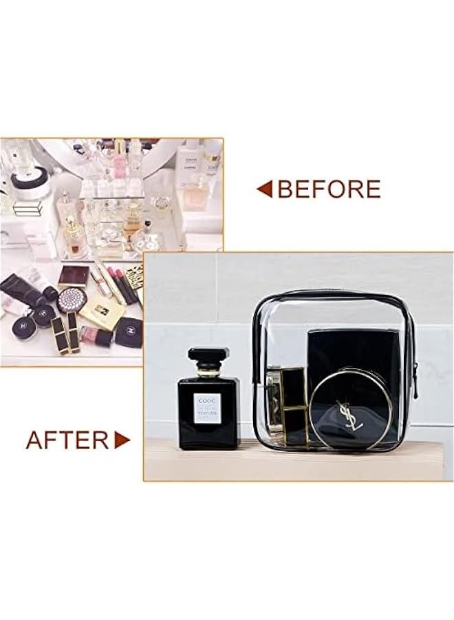 RYNX 4  Transparent Makeup Bag Set Cosmetics Bag with Zipper PVC Storage Pouch Clear Travel Toiletry Bag Makeup Bag Waterproof Makeup Bags Makeup Pouches for Bathroom Travel VacationBlack - Image 3