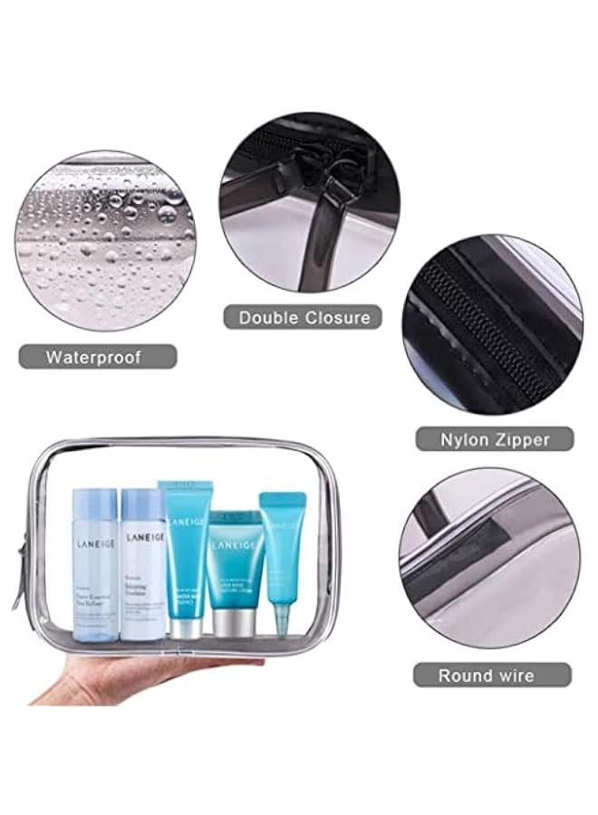 RYNX 4  Transparent Makeup Bag Set Cosmetics Bag with Zipper PVC Storage Pouch Clear Travel Toiletry Bag Makeup Bag Waterproof Makeup Bags Makeup Pouches for Bathroom Travel VacationBlack - Image 4