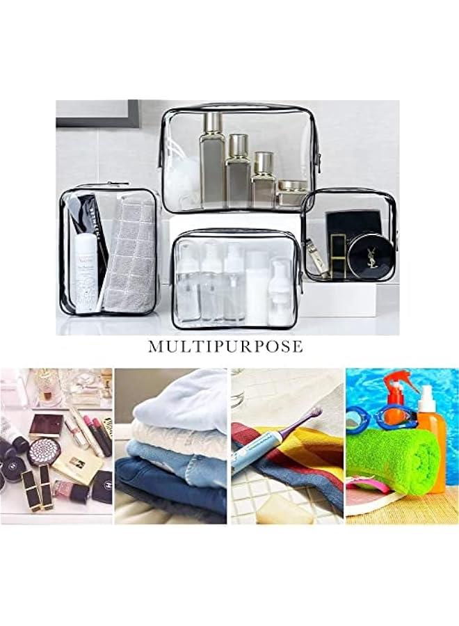 RYNX 4  Transparent Makeup Bag Set Cosmetics Bag with Zipper PVC Storage Pouch Clear Travel Toiletry Bag Makeup Bag Waterproof Makeup Bags Makeup Pouches for Bathroom Travel VacationBlack - Image 5