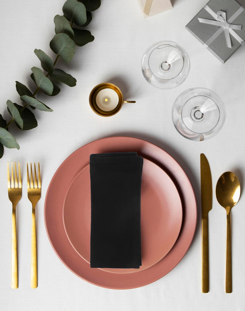ACCENTHOME Cloth Napkins Set of 6 18x18 inch 100% Cotton Dinner Napkin Washable Hotel Quality Reusable Kitchen & Table Linen for Fall Thanksgiving Family Dinners Weddings & Everyday Use - Black - Image 3