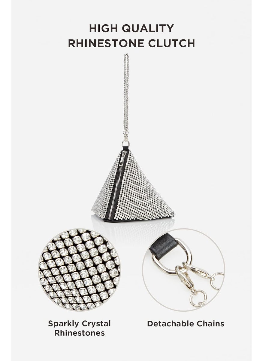 BABEYOND BABEYOND Rhinestone Clutch Evening Bags for Women Sparkly Glitter Triangle Purse for Party Prom Wedding  - Image 2