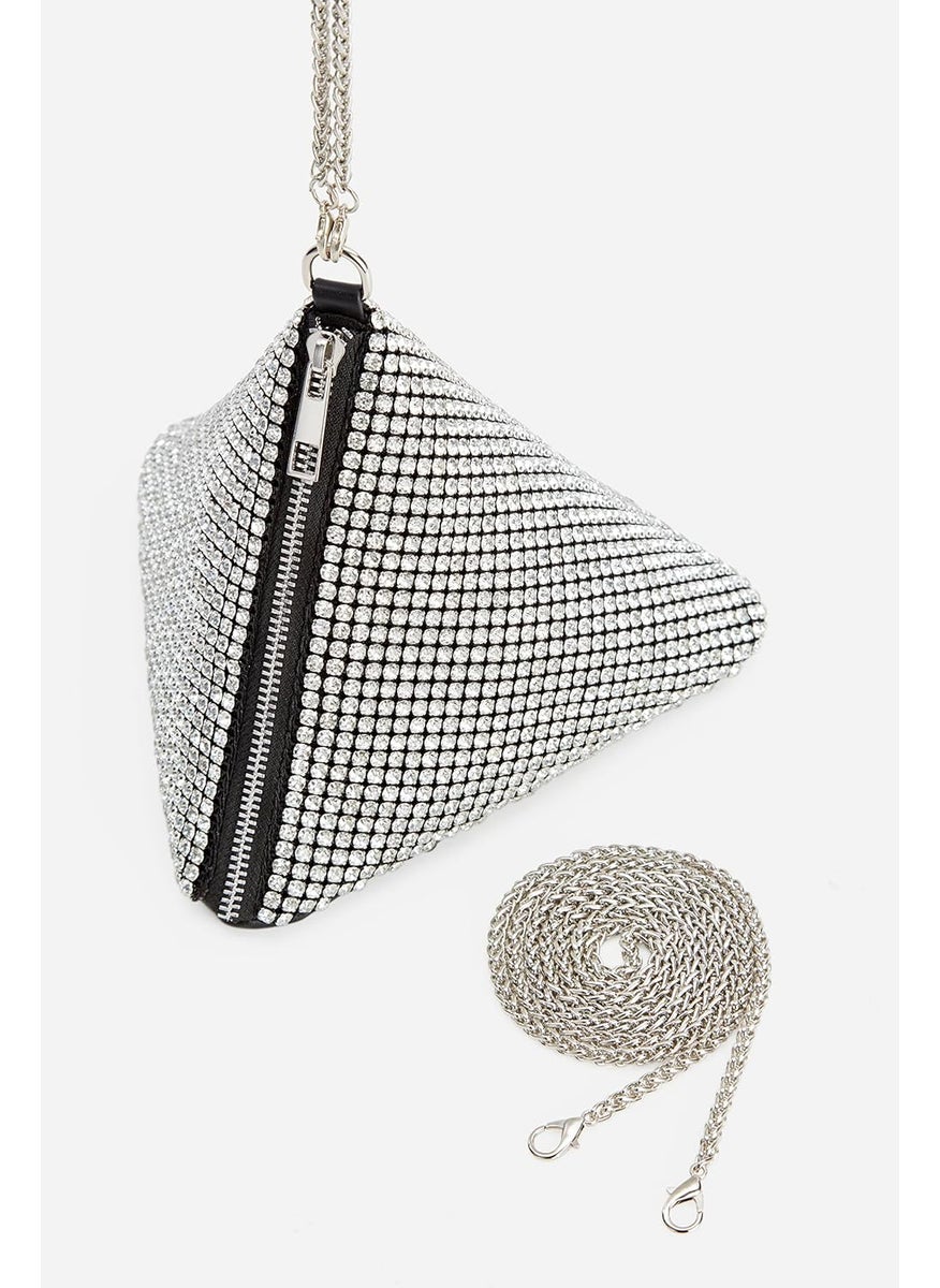 BABEYOND BABEYOND Rhinestone Clutch Evening Bags for Women Sparkly Glitter Triangle Purse for Party Prom Wedding  - Image 3