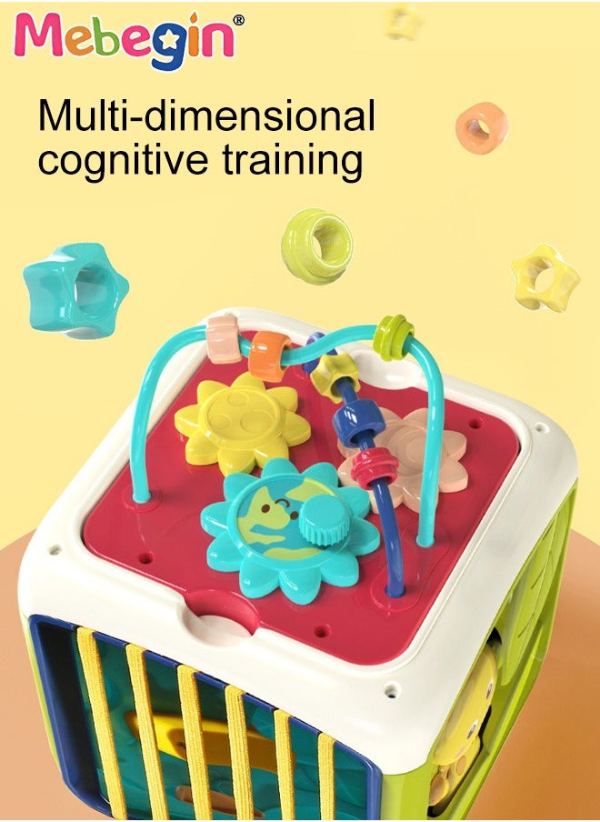 MEBEGIN Montessori Activity Cube with Sounds and Light, 7 in 1 Multifunctional Learning Toy, Sensory Shape Sorter, Creative Early Enlightenment Tool, Early Developmental Toys, Ideal Gift for Toddlers  - Image 4