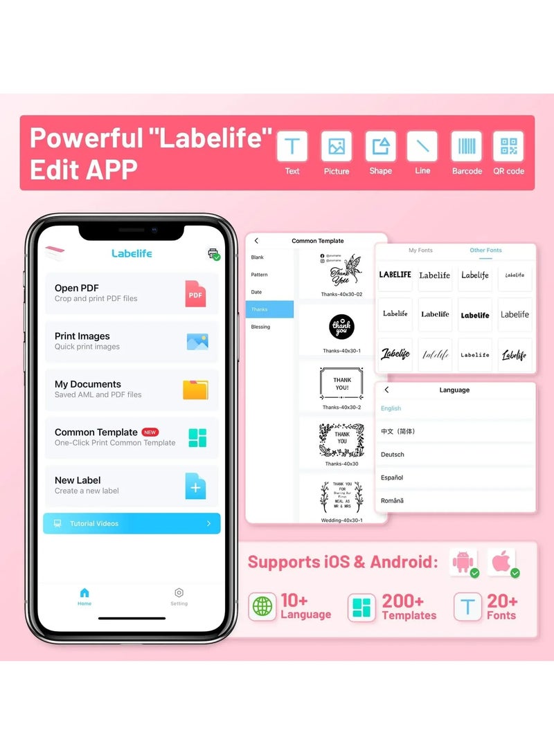 Phomemo 241 Bluetooth Thermal Label Printer Wireless Small Shipping Label Printer 4X6 Compatible with iPhone Android Mac Window - Image 3
