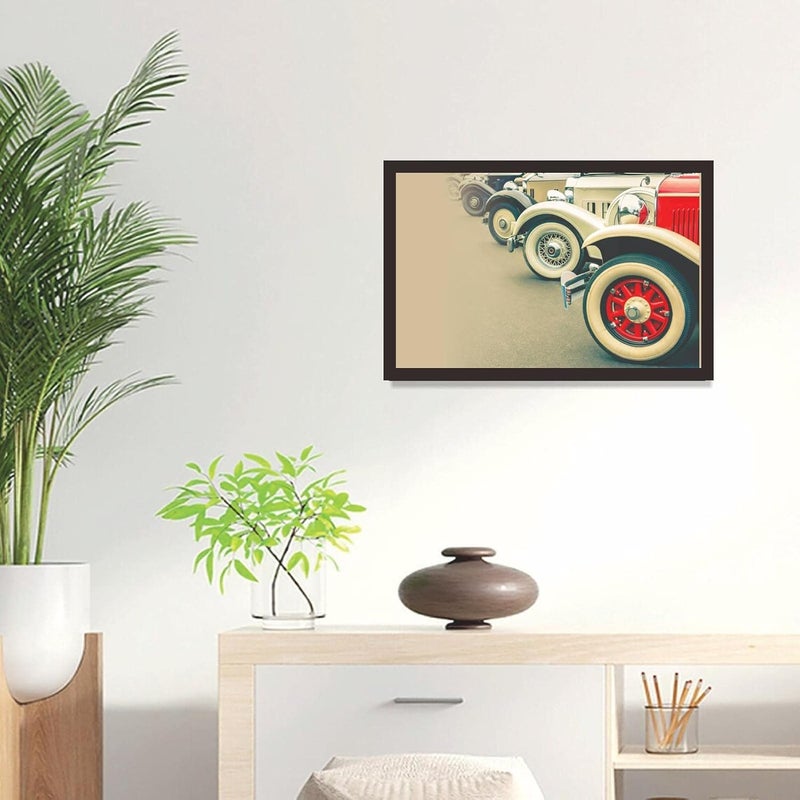 Mad Masters Vintage Car Framed Photo Vehicle Wall Hanging Home Decor Painting for Living Room Bedroom Decoration 18 x 12 InchPaper - Image 3