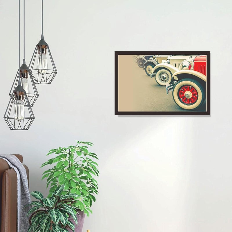 Mad Masters Vintage Car Framed Photo Vehicle Wall Hanging Home Decor Painting for Living Room Bedroom Decoration 18 x 12 InchPaper - Image 4