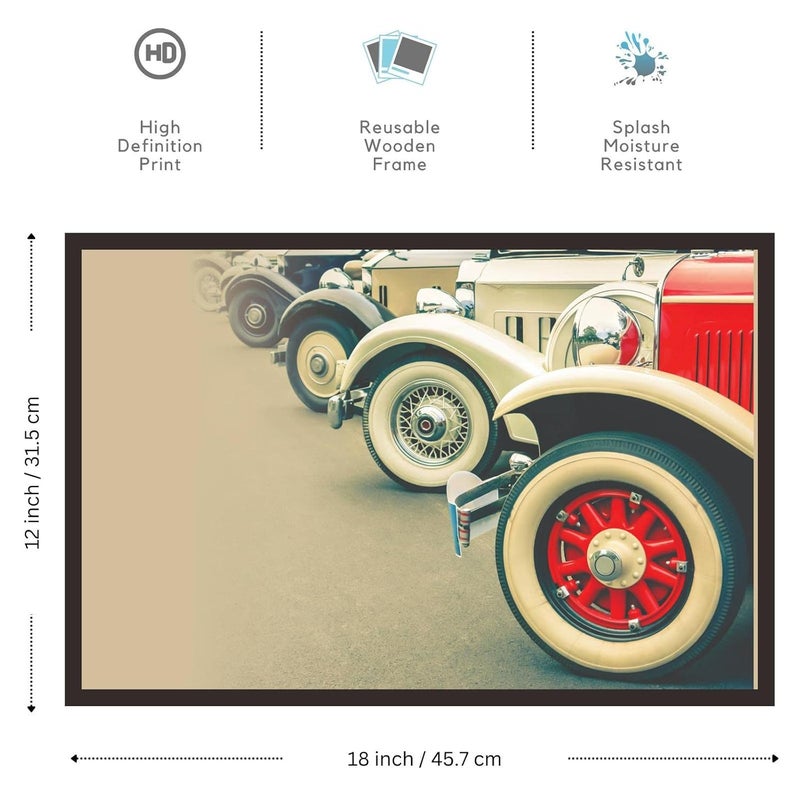 Mad Masters Vintage Car Framed Photo Vehicle Wall Hanging Home Decor Painting for Living Room Bedroom Decoration 18 x 12 InchPaper - Image 2