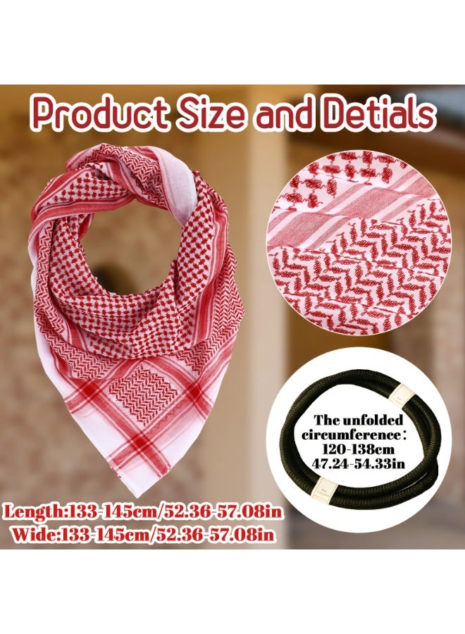 شماغ عربي كوفية رجالية، وشاح رأس صحراوي تقليدي مع حبل عقال، ملابس رأس إسلامية للاستخدام اليومي والمناسبات والعيد - Image 3