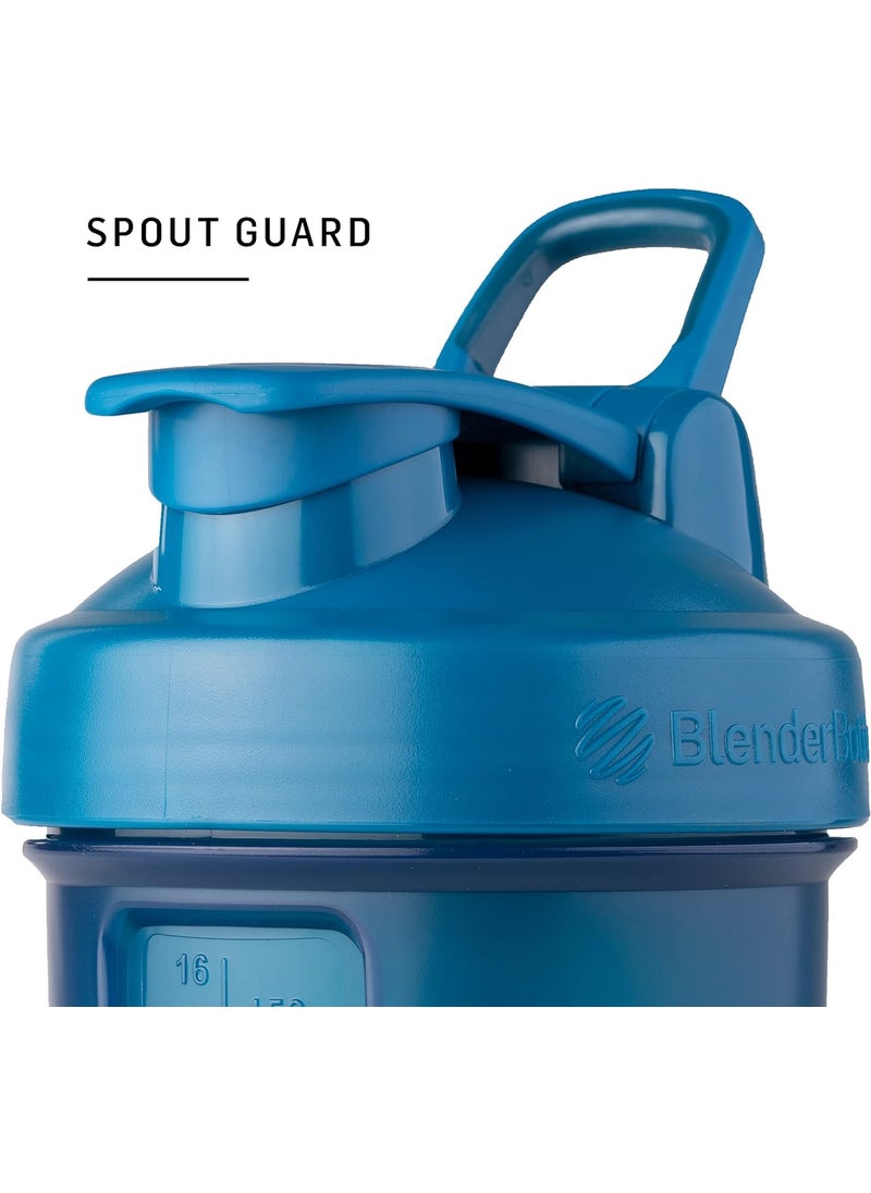 BlenderBottle Shaker Bottle with Pill Organizer and Storage for Protein Powder, Classic V2 ProStak System, 22-Ounce, Blue