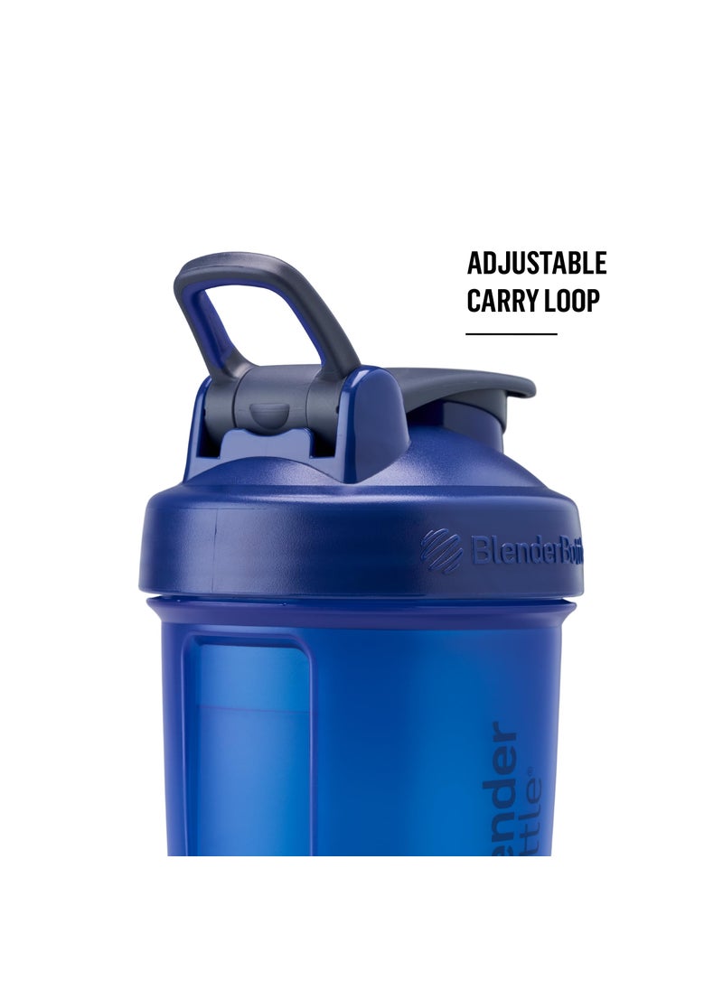 BlenderBottle Shaker Bottle with Pill Organizer and Storage for Protein Powder, Classic V2 ProStak System, 22-Ounce, Blue