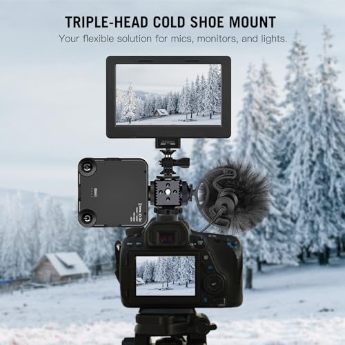 Mechrig Triple Cold Shoe Mount with 1/4" Thread, Aluminum Camera Hot Shoe Extension Bracket with 3 Port Cold Shoe Mounts for LED Video Light Monitor Microphone Camera Cage (62011) - Image 2